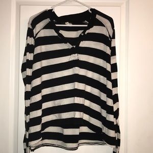 Black and white long sleeve polo